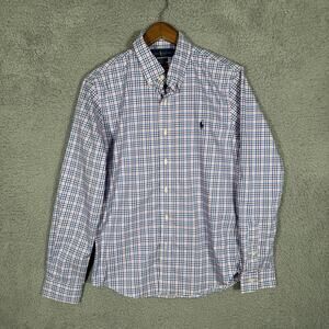 Ralph Lauren Mens Shirt M Slim Untucked Fit Performance Gingham Button Down